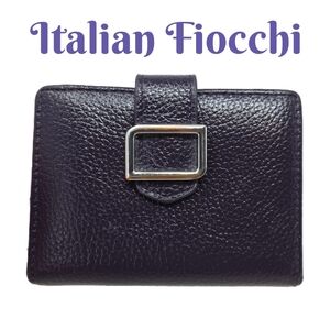 Vintage Italian Fiocchi Women Wallet Deep Purple Leather Fit In Hand Snap Close